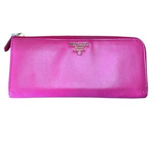 Prada Saffiano leather zip-around continental wallet in hot pink
